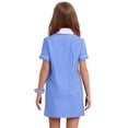 thumbnail image 2 of inhzoy Robe d'Été Décontractée pour Filles, à Fermeture Éclair, Manches Courtes, à Carreaux Vichy, Robe d'Uniforme Scolaire avec Ensemble de Chouchous pour Cheveux, Bleu 16, 2 of 6