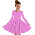 thumbnail image 1 of MeetoTime Robe de Performance pour Filles à Manches Longues, Couleur Unie, Col Rond, Extensible, Robe de Récital Scolaire, 4-14 Ans, Vêtements pour Enfants, 1 of 5