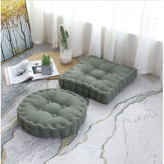 Coussin d'Oreiller Épaissi Rond pour Patio à la Maison - Vert Foncé