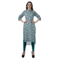 thumbnail image 2 of Moomaya Kurti Indienne Imprimée Tunique en Coton pour Femme Col Mandarin Kurta Longueur Genou, 2 of 6