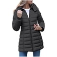 thumbnail image 1 of Mceream Womens Packable Puffer Jacket Winter Coat with Hood Warm Lightweight Thickened Down Jacket Plus Size Outwear Chaqueta Elegante Para Mujer Black XL, 1 of 6