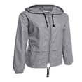 thumbnail image 2 of Women Lightweight Waterproof Rain Jackets  Solid Color Zipper Open Front Coat Windbreake, 2 of 6