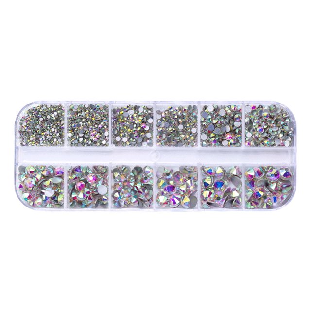 QualitChoice 1 Bag Glass Crystal Special-shaped Eye-catching Flat Bottom Easy to Paste Perfect Match Nail Rhinestones for Mobile Phone 430 White AB 1Set
