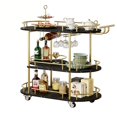 thumbnail image 1 of Garvee Bar Serving Cart with 3 Tier Storage Shelves, Wine Rack, Glass Holder, Golden and Black, 1 of 11