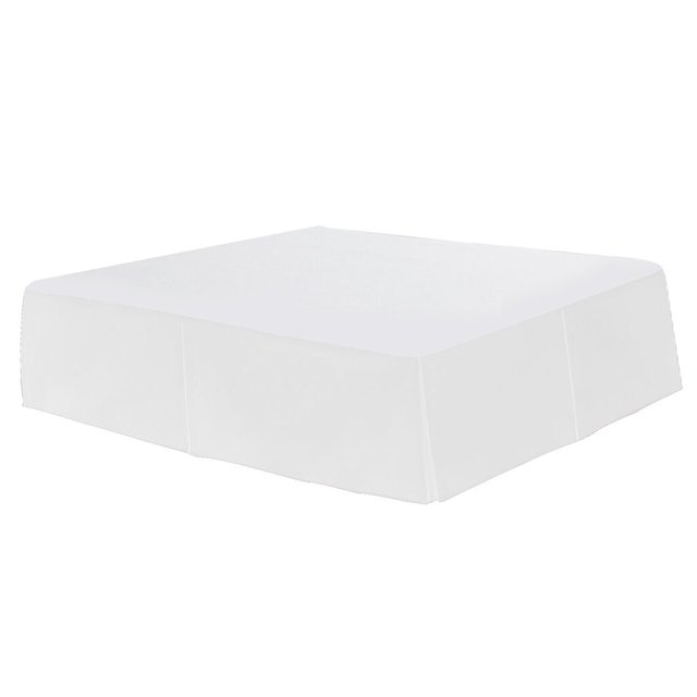 Solid Color Hotel Pleated Bed Skirt Twin Wrinkle & Fade Resistant White_Queen