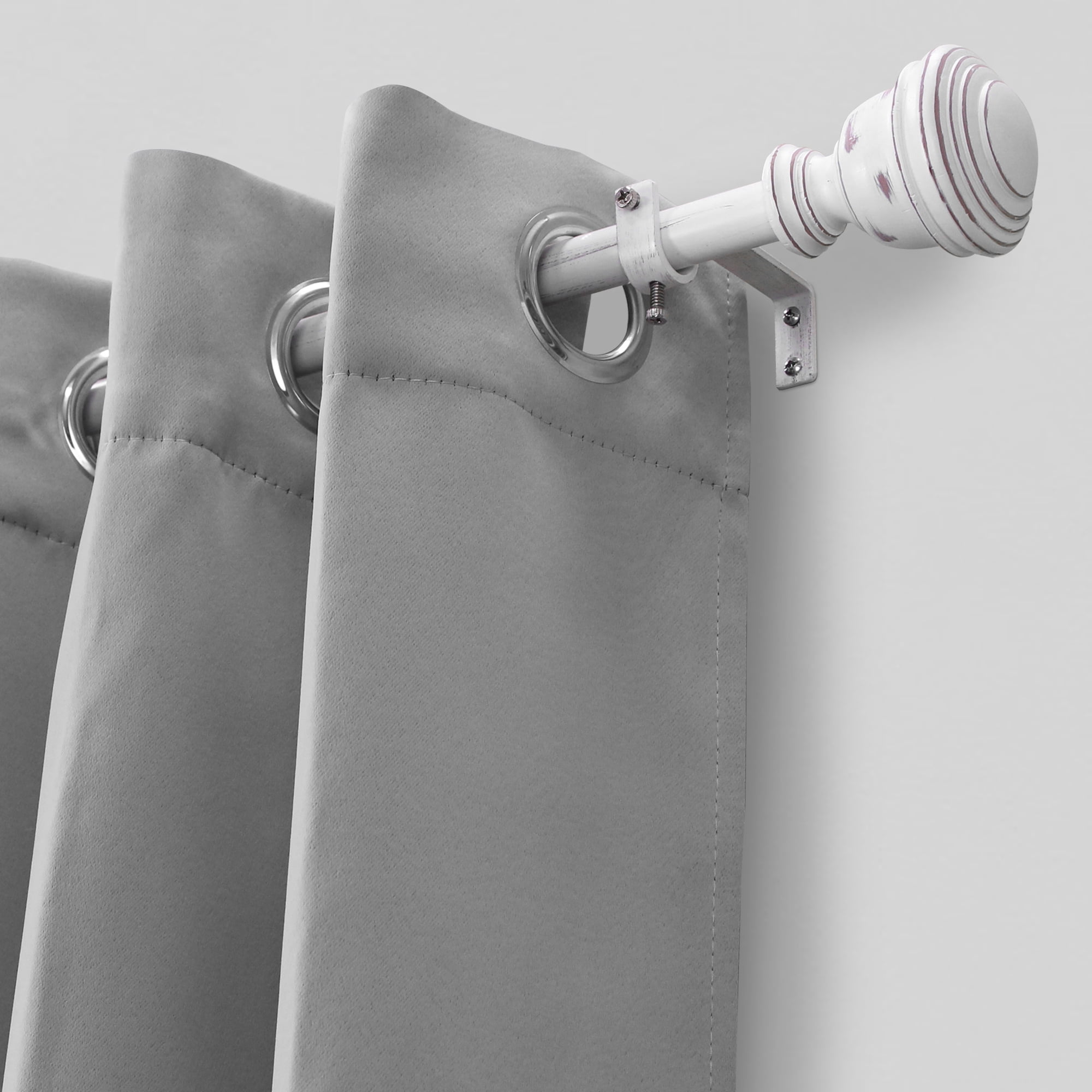 Mainstays 3/4” White Faux Wood Urn Adjustable Window Curtain Rod, 30”-84”