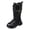 Black, variant on Yammkia White Combat Boots Girls Combat Boots for Girls Mid Calf Combat Boot Waterproof Leather Lace Up Side Zipper Boot Size 13.5 (White,Little Kids 13.5)