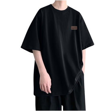 AherBiu Mens T-Shirts Oversized Crewneck Loose Short Sleeve Shirt for Causal Summer Tee Shirts for Men Solid