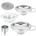 thumbnail image 1 of Stainless Steel Food Canning Funnels for Kitchen Use,Wide Mouth Funnel for Regular Mason Jar,Large Canning Supplies Kit for Filling Bottle(2pcs funnels,Strainer,mesh,Dispensing Funnel), 1 of 7