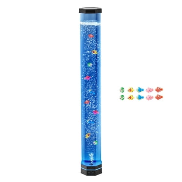KFFKFF Sensory Bubble Tube Lamp, 3.3 ft Bubble Fish Tube, Sensory Aquarium Lamp with 10 Floating Fish & 16 Color Effects, Remote Control