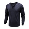 thumbnail image 3 of Innerwin Blouse Long Sleeve Mens Summer Tops Beach Solid Color Casual T Shirts Navy Blue L, 3 of 6