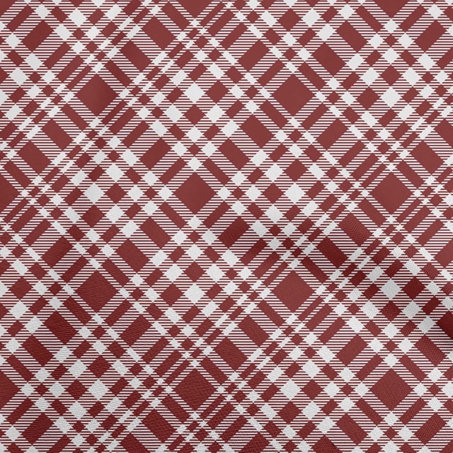 oneOone Cotton Flex Maroon Fabric Check Craft Projects Decor Fabric Printed By The Yard 40 Inch Wide