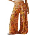 thumbnail image 1 of Pantalons de Plage Boho pour Femmes Taille Haute Décontractée Ample Jambe Grand Droite Imprimée, 1 of 3