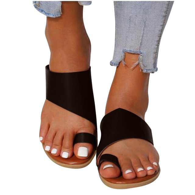 Fashion Minimalist Flat Thong Toe Ring Wide Fit Sandals