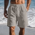 thumbnail image 1 of EOYWHK Men's Linen Shorts Elastic Waist Lounge Shorts Casual Solid Color Sleep Shorts with Drawstring Pockets, 1 of 6