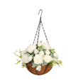 thumbnail image 2 of Hanging Artificial Flowers Basket Decor Chain Flowerpot for Home Patio Porch white, 2 of 8