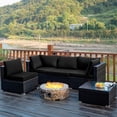 thumbnail image 1 of Costway 5PCS Patio Rattan Furniture Set Cushioned Sofa Chair Coffee Table Black, 1 of 10