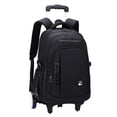 thumbnail image 4 of Bunblic Rolling Backpack Trolley Suitcase Portable Multifunctional Removable Trolley Computer Bag Wheeled Laptop Backpack for Camping Black 2 Large Wheels, 4 of 8