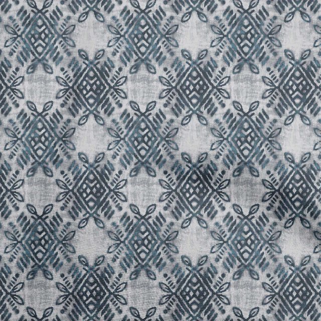 oneOone Rayon Teal Blue Fabric Geometric Sewing Material Print Fabric By The Yard 56 Inch Wide