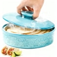 thumbnail image 1 of Ceramic Tortilla Warmer with Lid, 8.5 Inch Microwavable Pancake Holder, Aqua Taco Keeper Server Box, Food Storage Container for Mexican Party, Taco Tuesday Night, Dishwasher Oven Safe, 1 of 8