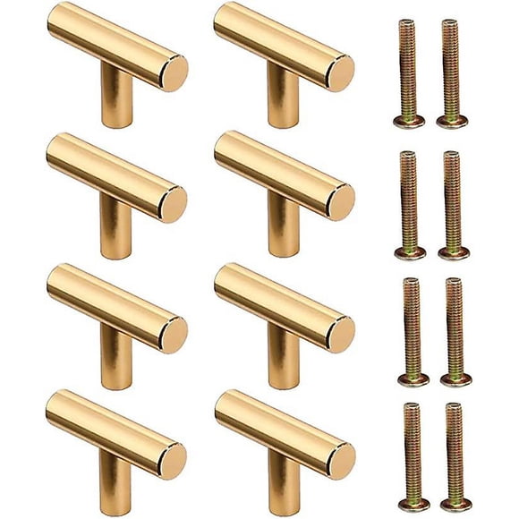 Drawer Door Handle 8 Pieces Single Round Hole Drawer Knobs Single Hole Cupboard Handles Metal T-Shaped Handle for Cabinet Cupboard Drawer Kitchen Cabi