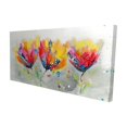 thumbnail image 1 of Four colored flowers on gray background - 24"x48" canvas - Print on demand, 1 of 5