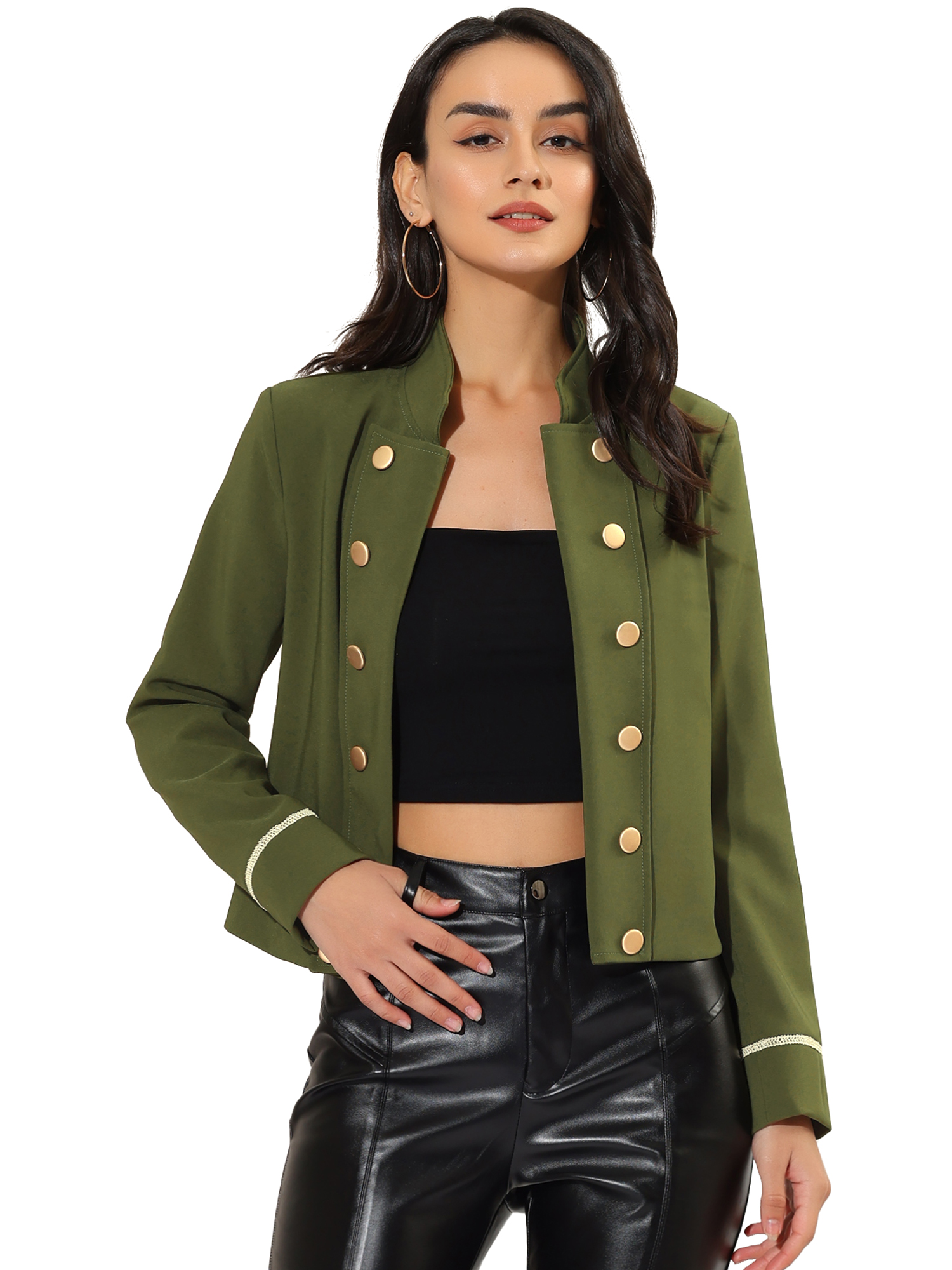 INSPIRE CHIC Veste Décontractée pour Femme 1960 Vintage Steampunk à devant Ouvert avec Boutons Décoratifs