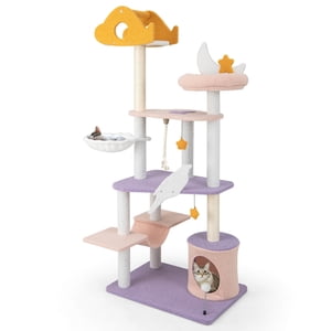 Gymax Cat Tree Cats Multi-niveaux Cat Tower w/ Sisal Covered Scratching Posts Hammock