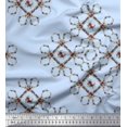 thumbnail image 1 of Soimoi Blue Poly Georgette Fabric Floral Wreath Geometric Decor Fabric Printed Yard 52 Inch Wide, 1 of 5
