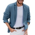 thumbnail image 2 of Veste de Complet Décontractée pour Homme avec Col à Revers, Manches Longues, Imitation Lin, Détails de Poches, 2 of 7