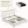 thumbnail image 2 of SIBEDS Soft Velvet Cream LED Bed Frame with Adjustable Headboard and 2 Drawers Pockets, Full, 2 of 8