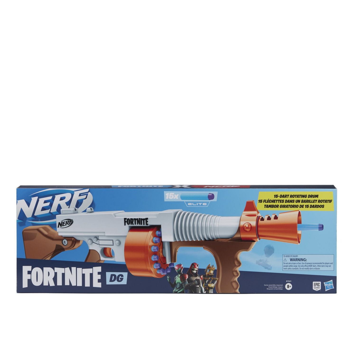 Nerf Fortnite DG Dart Blaster -- 15-Dart Rotating Drum, Pump
