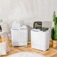 thumbnail image 3 of Costway 13lbs Portable Semi-Automatic Twin Tub Wash Machine W/ Built-In Drain Pump Grey, 3 of 10