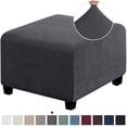 thumbnail image 1 of LNGOOR 3 Tailles Carré Jacquard Durable Housse Extensible Personnalisée pour Repose-Pieds Ottoman Tabouret de Rangement Pliant Protecteur de Meuble Housse (Gris Pâle S), 1 of 7