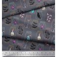 thumbnail image 2 of Soimoi Modal Satin Fabric Ghost,Skull & Witch Halloween Print Fabric by The Yard 42 Inch Wide, 2 of 3
