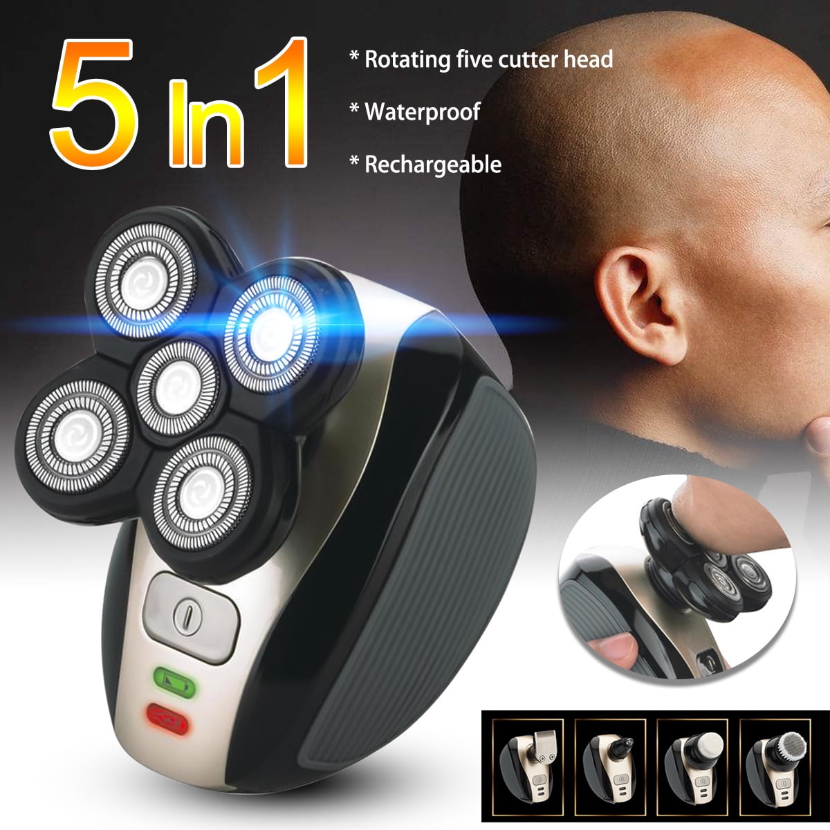 5 Head Waterproof Rechargeable Electric Razor Beard Hair Trimmer Men's Bald Eagle Remover Clipper Shaver