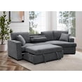 thumbnail image 1 of K-Living Charles Modern Grey Fabric Sofa Bed with Drop-Down Tray and Matching Pillows, 1 of 6