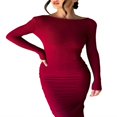 thumbnail image 3 of Women Long Bodycon Dress Solid Color Ruched Long Sleeve Dress Evening Party Dress, 3 of 5