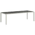 thumbnail image 3 of vidaXL Garden Table White 250x100x75 cm Poly Rattan and Tempered Glass, 3 of 4
