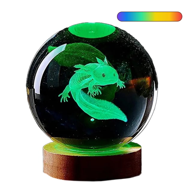 Patching and Wood Fillers Gifts 3 D Crystal Ball Night Light With Phantom Color LED Wooden Base, 2.35 Inch Diameter Glass Ball Lamp, USB Phantom Breathing Light, Birthday Kids