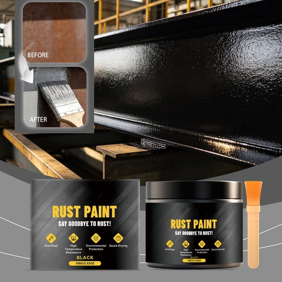 Black Antirust Paint With Matte Finish, Long-Lasting Rust Prevention Paint For Metal Surfaces, Fast Drying Black Paint For Iron Fences Railings, 100G Black Antirust Paint