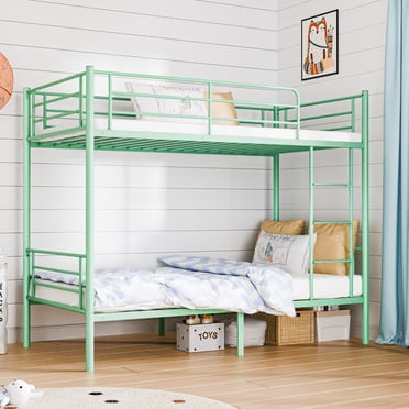 Ktaxon Lit Superposé Jumeau sur Jumeau en Acier, 78 Pouces x 42 Pouces x 65 Pouces avec Échelle pour Chambre Dortoir pour Enfants Adultes, Vert