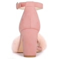 thumbnail image 4 of BLISSFUL STEP Women's Shoes Faux Fur Ankle Strap Block Heel Open Toe Sandals Pink 8, 4 of 7