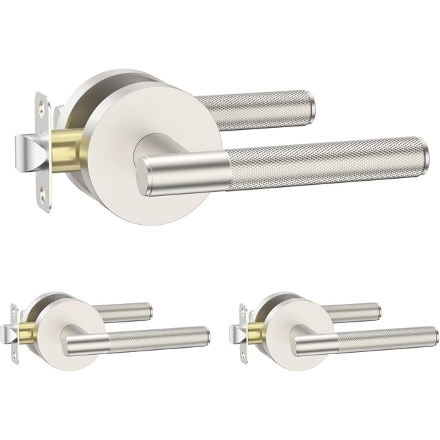 Poignées de Porte Mates Intérieures Moletées Intimité Poignées de Porte Levier de Porte Robuste pour Chambre Ou Salle de Bain Réversible Sans Clé pour Portes Gauche Droite AM