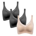 thumbnail image 4 of Kyusrd Plus Size Cut-Off Seamless Bra For Women'S 3Pcs Supportive Full Coverage Wireless Bralette Bra Adjustable Shoulder Straps Bra Soild Color Everyday Athletic Sport Bra, 4 of 9