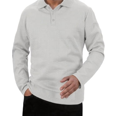 zfhfof Men's Long Sleeve Polo Shirts Casual Classic Lapel Collared Button Golf T Shirt Soft Comfy Lightweight Texture Shirts