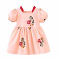 thumbnail image 1 of RXIRUCGD 2025 Vêtements d'Été pour Enfants Robe à Manches Courtes Brodée Motif Jupe, 1 of 8