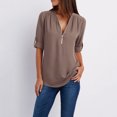 thumbnail image 2 of RKSTN Women Ladies Zipper Button Long Sleeves Loose Chiffon Shirt Clothing, 2 of 6