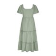 thumbnail image 4 of Robes d'Été Grande Taille pour Femmes 2024 Décontractées à Manches Courtes, Boutonnées, Col en V, à Étages, Ligne A, Fluides, Robe Midi de Plage avec Poches, Économisez jusqu'à 65 % de Rabais!, 4 of 5