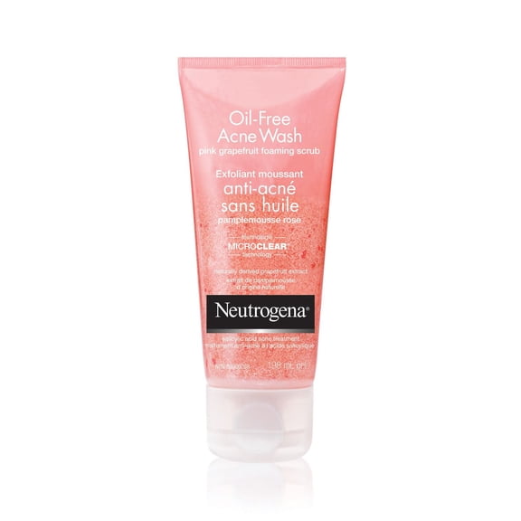 Neutrogena Oil Free Acne Wash Foaming Scrub, Pink Grapefruit Face Wash, 198mL